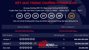 Jackpot 2 Power 6/55 kỳ 118 ngày 03/05/2018