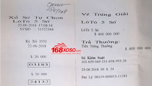 Nguyễn Hồng Đức trúng lô tô tự chọn 400 triệu đồng